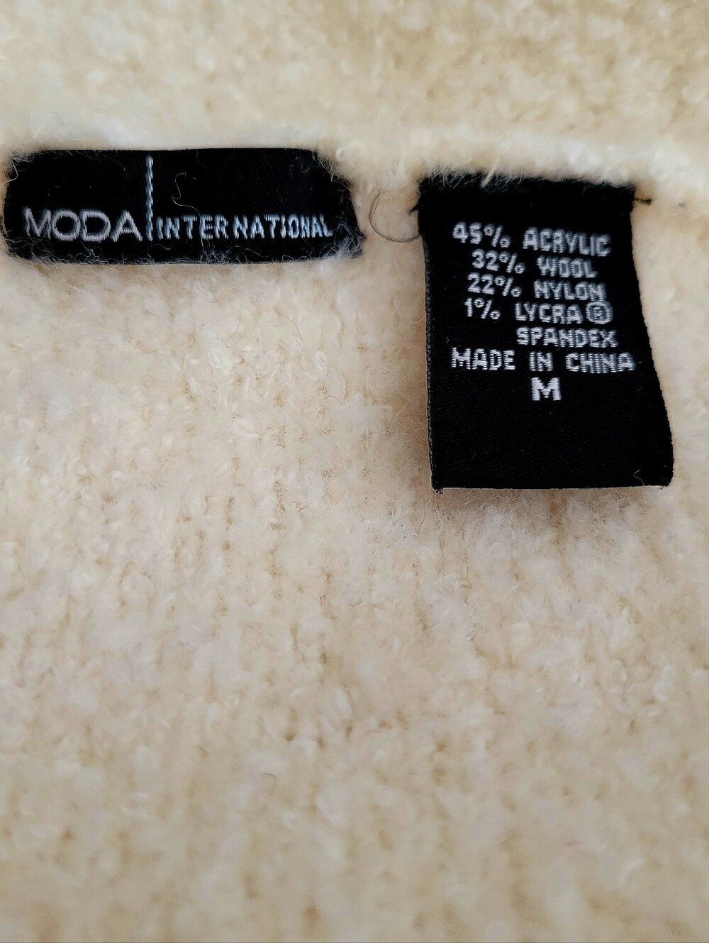 Moda International Cream Wool Blend Ruffle Collar Cardigan Women's Medium - Picture 6 of 7